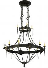  130241 - 66.5"W Stag 12 LT Two Tier Chandelier