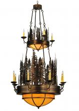  133303 - 40" Wide Walden Pine 14 Light Two Tier Chandelier