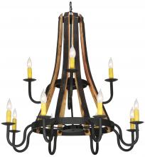  136568 - 44"W Barrel Stave Madera 12 LT Two Tier Chandelier