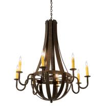  195170 - 42" Wide Barrel Stave Metallo 8 Light Chandelier