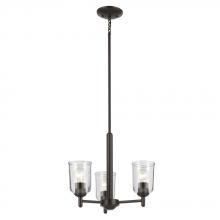  43670OZCLR - Shailene 15.25" 3-Light Mini Chandelier with Clear Glass in Olde Bronze