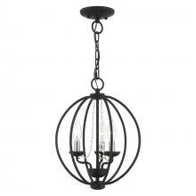  40913-04 - 3 Light Black with Brushed Nickel Finish Candles Globe Convertible Mini Chandelier/ Semi-Flush