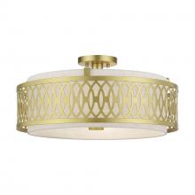Livex Lighting 53433-33 - 4 Light Soft Gold Extra Large Semi-Flush with Hand Crafted Oatmeal Color Fabric Hardback Shade