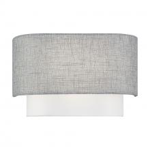  60012-91 - 2 Light Brushed Nickel ADA Sconce with Hand Crafted Urban Gray and White Fabric Hardback Shades