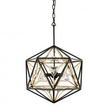  353P03MBFG - Marcia 3-Lt Orb Pendant - Matte Black/French Gold