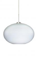  1JC-491307-LED-SN - Besa Pendant Pape 12 Satin Nickel Opal Ribbed 1x9W LED