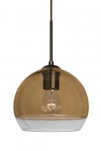  1JC-ALLY8AM-BR - Besa, Ally 8 Cord Pendant, Amber/Clear, Bronze Finish, 1x60W Medium Base