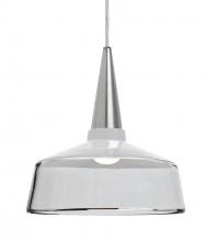  1JC-BARON10WH-LED-SN - Besa, Baron 10 Cord Pendant, White/Clear, Satin Nickel Finish, 1x9W LED