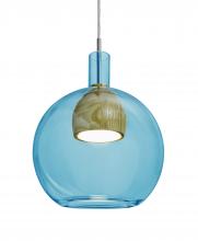  1JC-BENJIBLMD-LED-SN - Besa, Benji Cord Pendant, Blue/Medium, Satin Nickel Finish, 1x9W LED