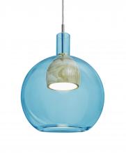  1JC-BENJIBLNA-LED-SN - Besa, Benji Cord Pendant, Blue/Natural, Satin Nickel Finish, 1x9W LED