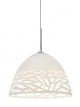  1JC-KIEVWH-SN - Besa Kiev Pendant, White, Satin Nickel Finish, 1x60W Medium Base