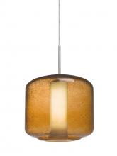  1JC-NILES10AO-SN - Besa Niles 10 Pendant, Amber Bubble/Opal, Satin Nickel Finish, 1x60W Medium Base T10