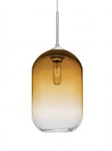  1JC-OMEGA12AM-SN - Besa, Omega 12 Cord Pendant,Amber/Clear, Satin Nickel Finish, 1x60W Medium Base