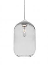  1JC-OMEGA12CL-SN - Besa, Omega 12 Cord Pendant,Clear, Satin Nickel Finish, 1x60W Medium Base