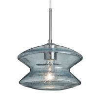  1JC-ZENBL-SN - Besa, Zen Cord Pendant, Blue Bubble, Satin Nickel Finish, 1x60W Medium Base