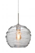  1JT-462761-EDIL-SN - Besa Wave 10 Pendant Satin Nickel Clear 1x8W LED Filament