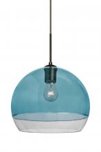  1JT-ALLY12BL-BR - Besa, Ally 12 Cord Pendant, Coral Blue/Clear, Bronze Finish, 1x60W Medium Base