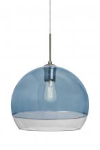  1JT-ALLY12BL-EDIL-SN - Besa, Ally 12 Cord Pendant, Coral Blue/Clear, Satin Nickel Finish, 1x5W LED Filament