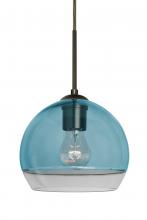  1JT-ALLY8BL-BR - Besa, Ally 8 Cord Pendant, Coral Blue/Clear, Bronze Finish, 1x60W Medium Base