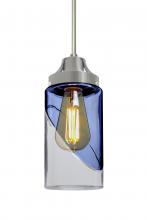  1JT-BLINKBL-EDIL-SN - Besa, Blink Cord Pendant, Trans. Blue/Clear, Satin Nickel Finish, 1x4W LED Filament