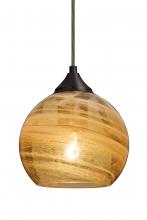  1JT-JILLYAM-BR - Besa, Jilly Cord Pendant, Vapor Amber, Bronze Finish, 1x60W Medium Base