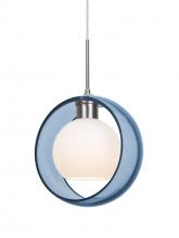  1JT-MANABL-LED-SN - Besa Mana Pendant, Blue/Opal, Satin Nickel Finish, 1x9W LED