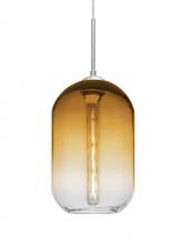  1JT-OMEGA12AM-EDIL-SN - Besa, Omega 12 Cord Pendant, Amber/Clear, Satin Nickel Finish, 1x4W LED Filament