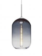  1JT-OMEGA12ST-EDIL-SN - Besa, Omega 12 Cord Pendant, Steel/Clear, Satin Nickel Finish, 1x4W LED Filament