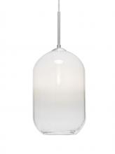  1JT-OMEGA12WH-SN - Besa, Omega 12 Cord Pendant,White/Clear, Satin Nickel Finish, 1x60W Medium Base