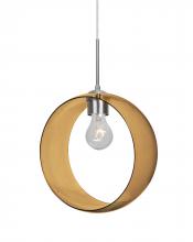  1JT-PLATOAM-SN-NI - Besa, Plato Cord Pendant, Amber, Satin Nickel Finish, 1x60W Medium Base