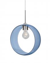  1JT-PLATOBL-SN-NI - Besa, Plato Cord Pendant, Blue, Satin Nickel Finish, 1x60W Medium Base