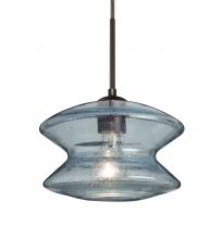  1JT-ZENBL-BR - Besa, Zen Cord Pendant, Blue Bubble, Bronze Finish, 1x60W Medium Base