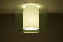  1KM-L00707-SN - Besa Ceiling Pahu 16 Satin Nickel Transparent Olive/Opal 1x150W Medium Base A21