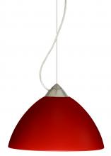  1KX-420131-LED-SN - Besa Tessa LED Cable Pendant Red Matte Satin Nickel 1x9W LED