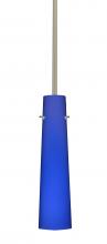  1TT-5674CM-HAL-SN - Besa Camino Stem Pendant Satin Nickel Cobalt Blue Matte 1x40W Halogen