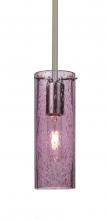  1TT-JUNI10PL-SN - Besa, Juni 10 Stem Pendant, Plum Bubble, Satin Nickel, 1x60W Medium Base