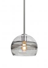  1TT-SPIR8SC-EDIL-SN - Besa Spirit 8 Pendant, Smoke/Clear, Satin Nickel Finish, 1x8W LED Filament