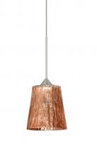  1XC-5125CF-SN - Besa Pendant Nico 4 Satin Nickel Stone Copper Foil 1x35W Halogen