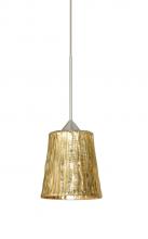  1XC-5125GF-SN - Besa Pendant Nico 4 Satin Nickel Stone Gold Foil 1x35W Halogen