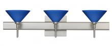  3SW-282484-LED-SN-SQ - Besa Wall With SQ Canopy Kona Satin Nickel Blue Starpoint 3x5W LED