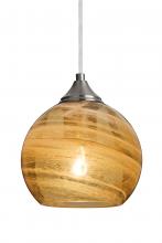  J-JILLYAM-SN - Besa, Jilly Cord Pendant For Multiport Canopy, Vapor Amber, Satin Nickel Finish, 1x60