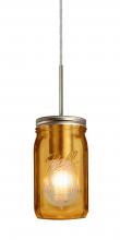  J-MILO4AM-SN - Besa Pendant For Multiport Canopy Milo 4 Satin Nickel Amber 1x40W Medium Base A15