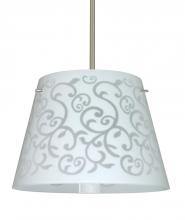  1KT-4340WD-LED-SN - Besa Amelia 15 LED Pendant 1KT White Damask Satin Nickel 3x11W LED