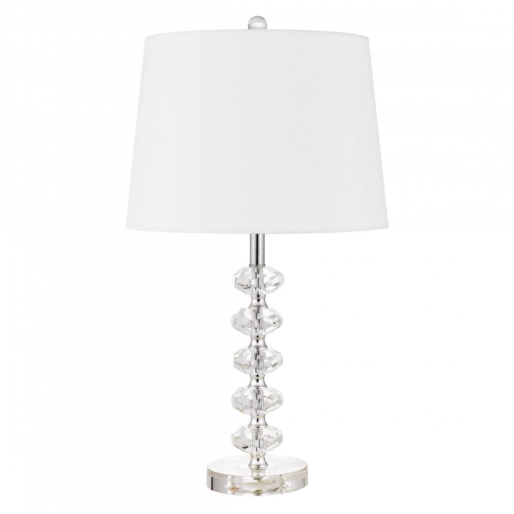 Salzburg 23 in. Clear Stacked Crystal Ball Table Lamp With Off-White Shade (Set of 2)
