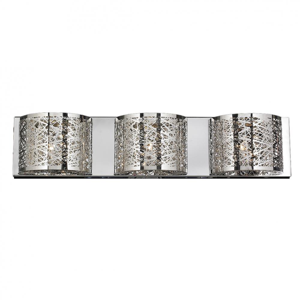 Aramis 3-Light Chrome Finish and Clear Crystal Wall Sconce Light 30 in. W x 7 in. H Extra Large