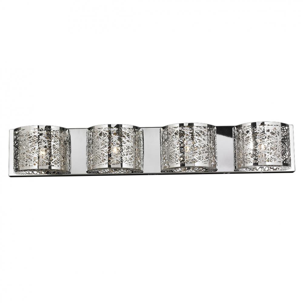 Aramis 4-Light Chrome Finish and Clear Crystal Wall Sconce Light 40 in. W x 7 in. H Extra Large
