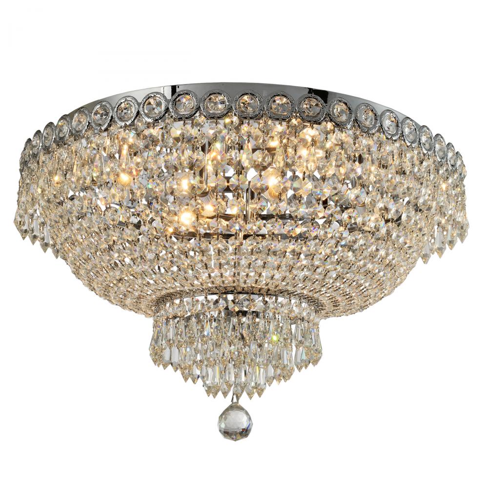 Empire Collection 6 Light Chrome Finish and Clear Crystal Flush Mount Ceiling Light 20" d x 12&#