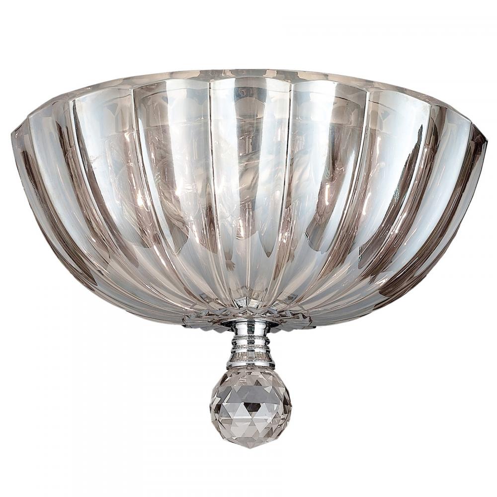 Mansfield 3-Light Chrome Finish and Clear Crystal Bowl Flush Mount Ceiling Light 10 in. Small