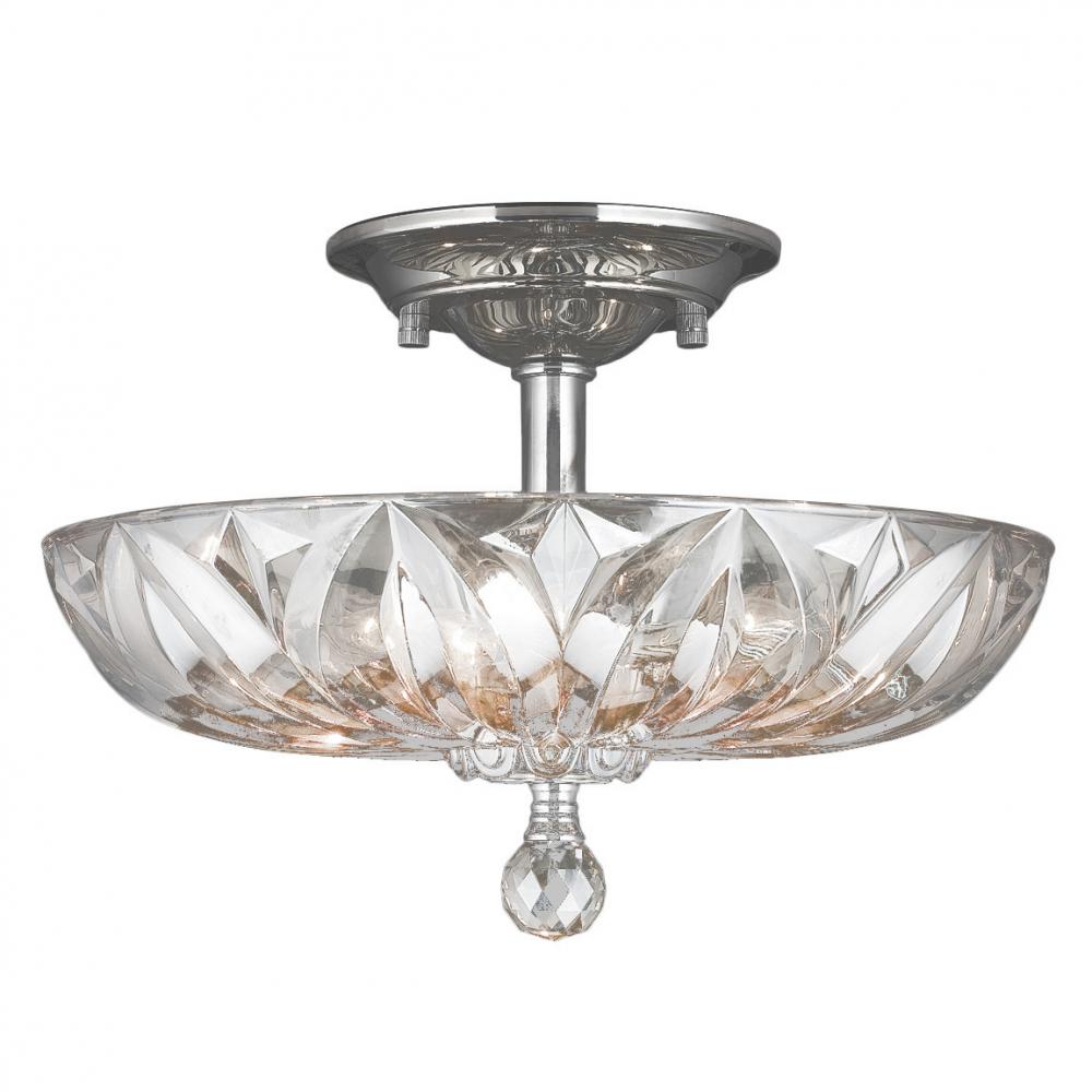 Mansfield 4-Light Chrome Finish and Clear Crystal Bowl Semi Flush Mount Ceiling Light 16 in. Medium