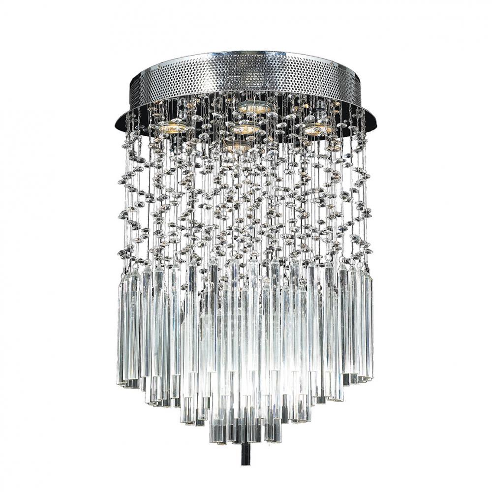 Torrent 5-Light Chrome Finish and Clear Crystal Flush Mount Ceiling Light 16 in. Dia x 22 in. H Roun